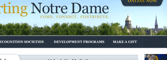 Supporting Notre Dame Screenshot